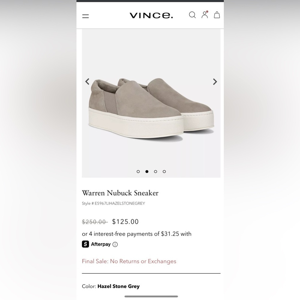 Vince warren nubuck grey Slip-on shoes sz 6M